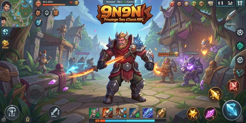Screenshot gameplay 9N9N yang menunjukkan pertarungan epik.