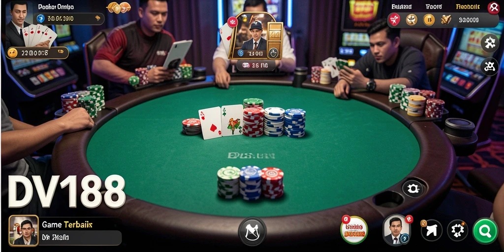 Tampilan utama gameplay poker yang mendebarkan.