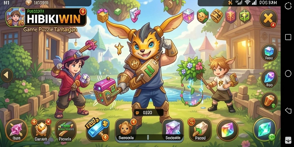 Tampilan gameplay HIBIKIWIN yang seru dan menantang puzzle