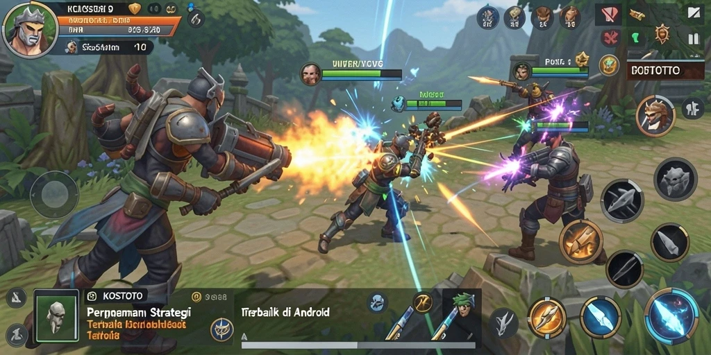 Screenshot gameplay KOSTOTO menunjukkan aksi strategi yang seru.