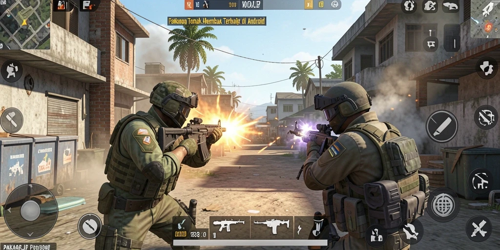 Tampilan gameplay PAKARJP dengan aksi tembak-menembak yang seru.