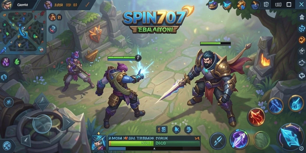 Tampilan menarik dari gameplay SPIN707 dalam pertarungan MOBA.